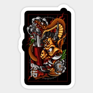 Japanese Oni Helmet Sticker